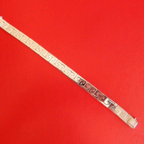 Mint Vtg.Millor Italy 925 Sterling Silver 23.06g Greek Key Bracelet Unisex - Picture 2 of 15